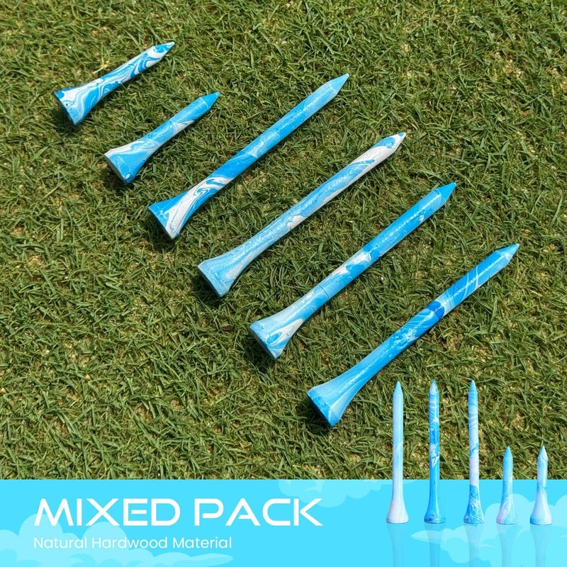 EWILLING Store Golf Tees Multiple Colors Mixed Size Package, 100pcs Professional Bamboo/Wood Golf Tees, Size 3-1/4", 2-3/4" & 1-1/2" Reduce Friction and Resistance - Image 4